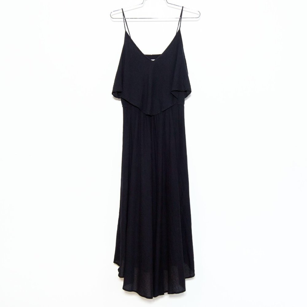 McGuire Black Cotton Gauze Ruffled Spaghetti Strap Dress - Size S